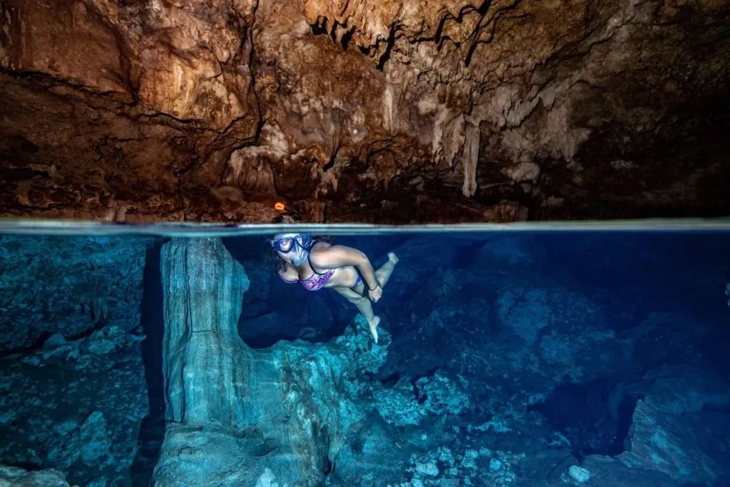 Swimming in Kuza Cave